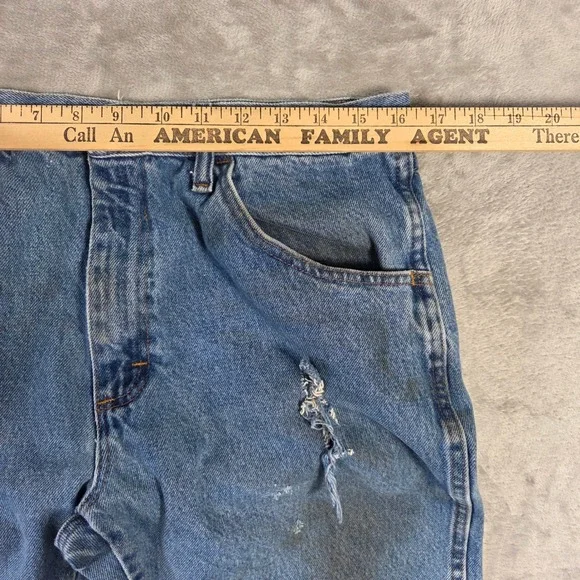 Rustler‎ Mens Jeans 34x29 Blue Denim Relaxed Fit Distressed Workwear Thrashed - Picture 2 of 6